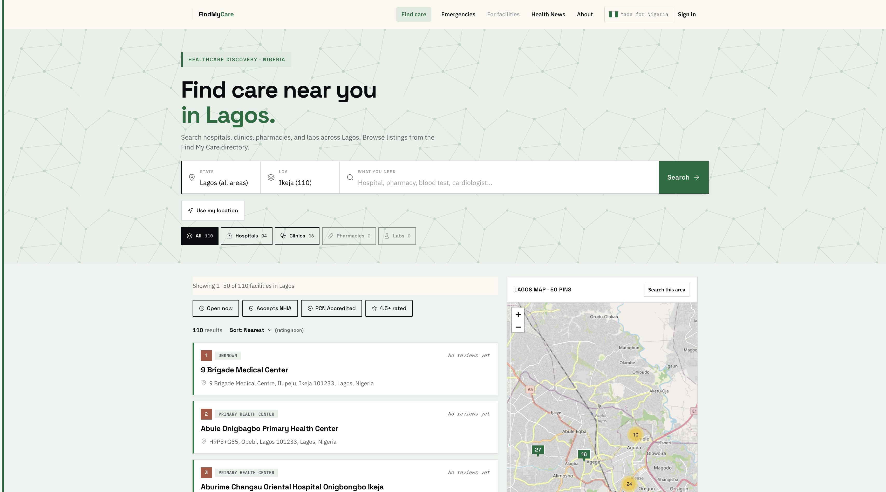 FindMyCare — find care near you in Lagos